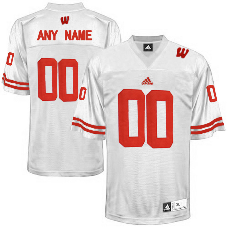 Men Wisconsin Badgers Customized College Football Jersey  White->->Custom Jersey